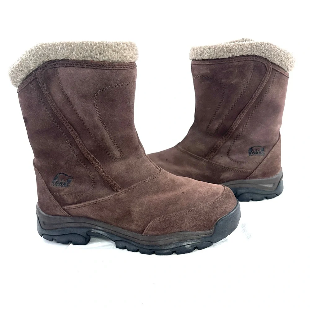 Sorel Buxton Men Size 8.5 Brown Suede Duck Boot Winter Waterproof NM1435204